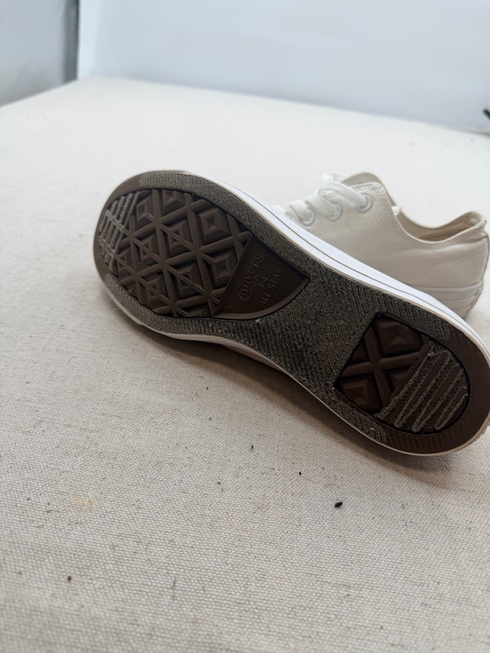 Converse White Canvas Low-Top Sneakers with White Laces - Picture 9 of 9